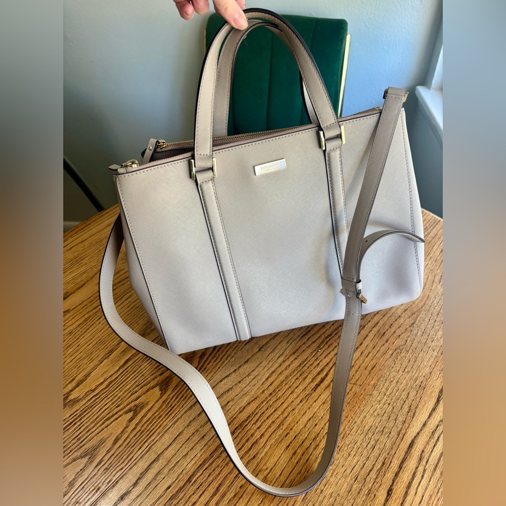 Kate Spade Leather Tote Handbag Large in Taupe